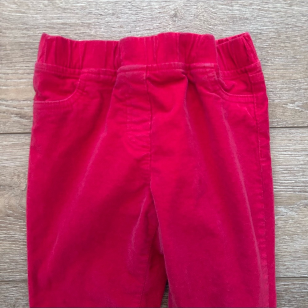 Mini Boden Red Corduroy Pants Unisex Sz 8Y Straight Leg Elastic Waist Holiday - Picture 2 of 6